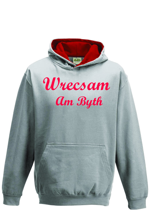 Wrecsam Am Byth Contrast Hood Hoodie (Childrens)
