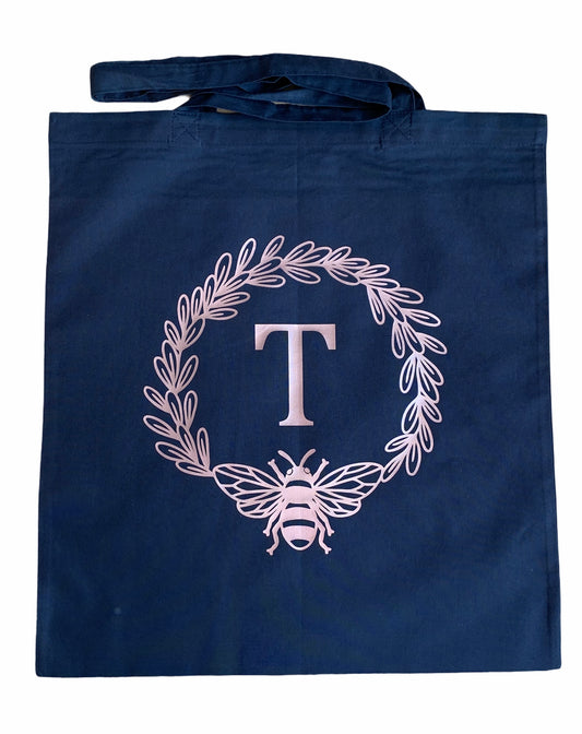 Personalised Bee Wreath Long Handled Tote Bag