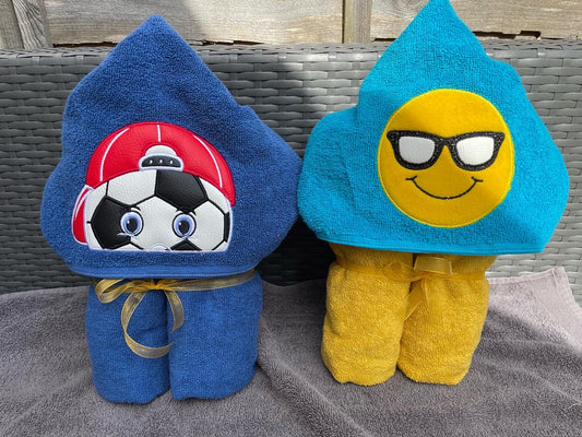 Boy football embroidered hooded towel